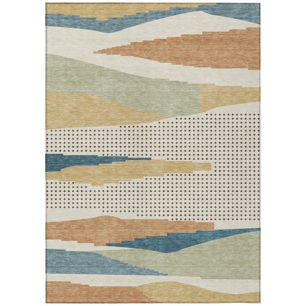 Chantille Machine Washable Indoor/Outdoor Abstract ACN2761 Ivory 8 ft. x 10 ft. Area Rug
