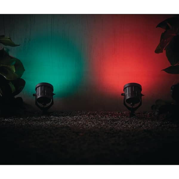 Smart 650 Lumen Low Voltage Black Integrated LED RGB Color Changing Landscape Flood Light Powered by Hubspace