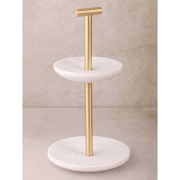 Regalia Tiered White Marble Jewelry Stand - 6 in. x 12 in.