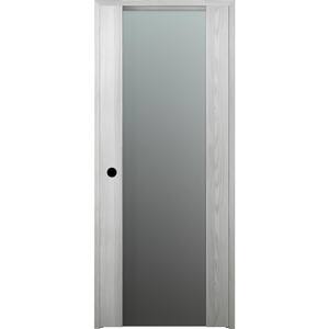 Vona 202 18in.x 96in. Left-Hand Frosted Glass Solid Composite Core Ribeira Ash Wood Single Prehung Interior Door