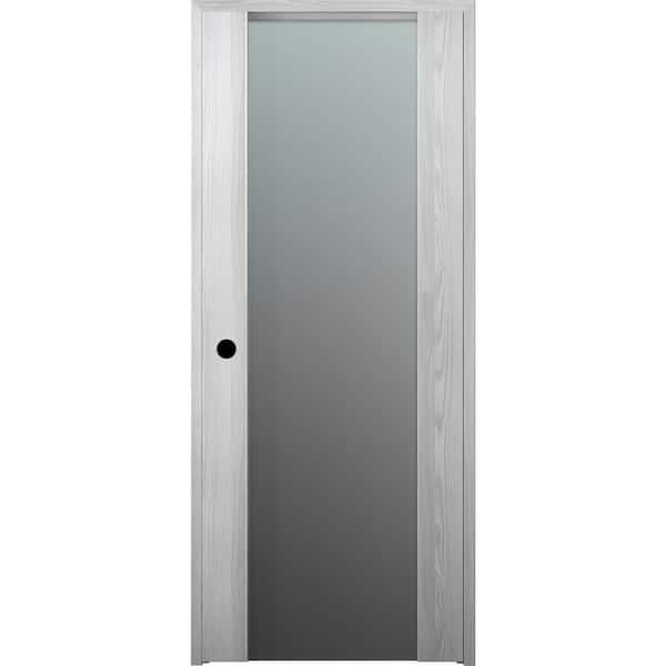 Belldinni Vona 202 32in.x 96in. Left-Hand Frosted Glass Solid Composite Core Ribeira Ash Wood Single Prehung Interior Door