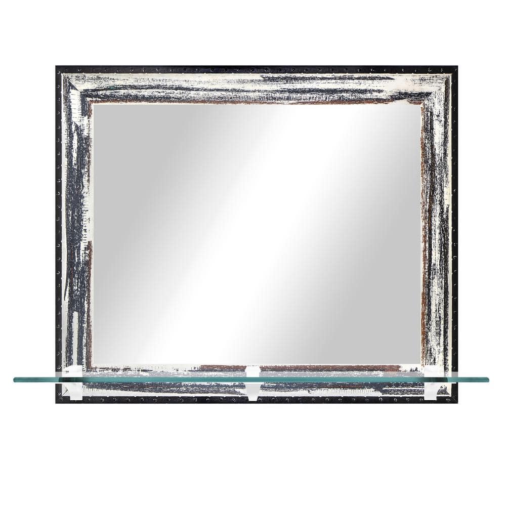 25.5in. W x 21.5in. H Framed Ivory/Navy Horizontal Rectangular Mirror/Tempe