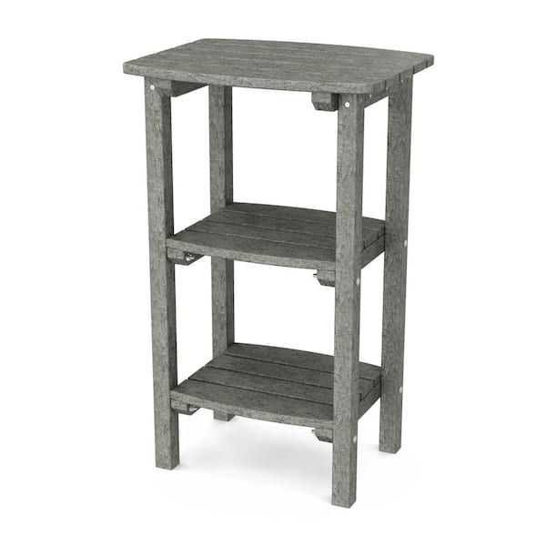 Wildridge Classic Dark Gray HDPE Plastic Outdoor 3-Shelf Side Table