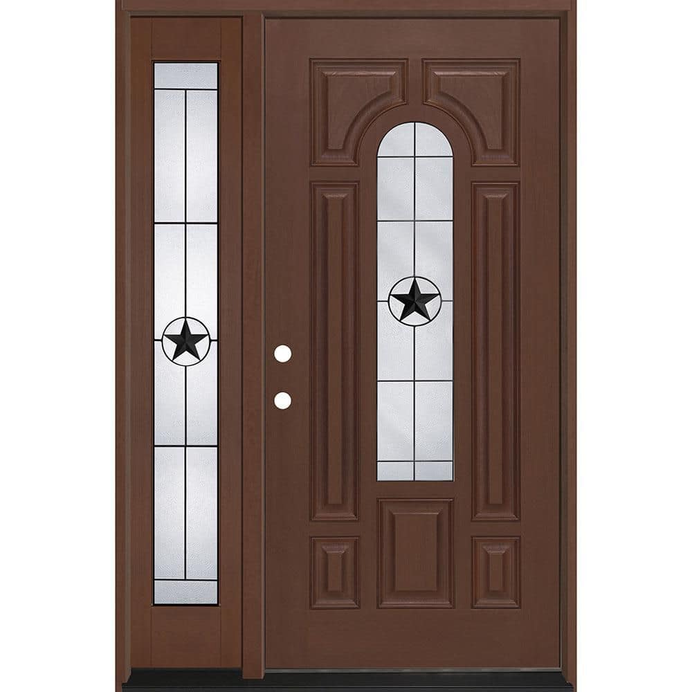 Regency 51 in. x 80 in. CenterLite Alamo Glass RHIS Chstnt Mahogany Fiberglass Prehung Front Door w/12in-Full SL 4-9/16 price history on PriceWatchPro