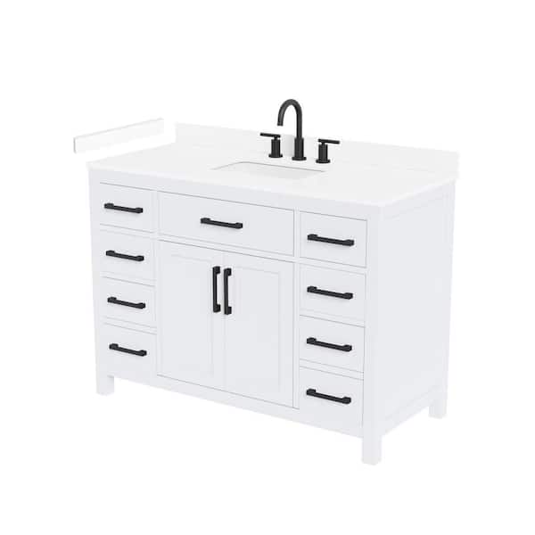 Beckett 48 in. Single Freestanding White Bath Vanity with White Cultured Marble Top