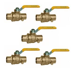 1 in. SWT x 1 in. SWT Premium Brass Full Port Ball Valve with Drain (5-Pack)