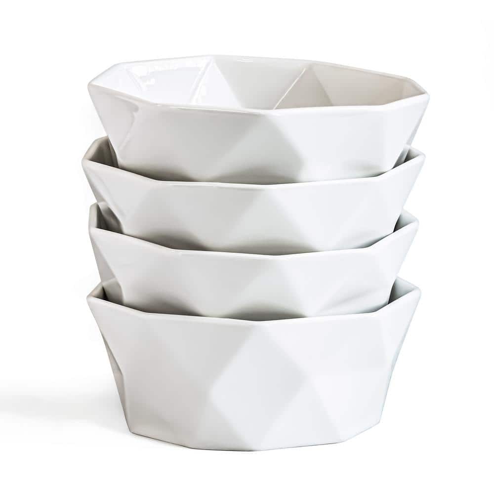 Over and Back 22 oz white porcelain faceted bowls 928569 The Home Depot