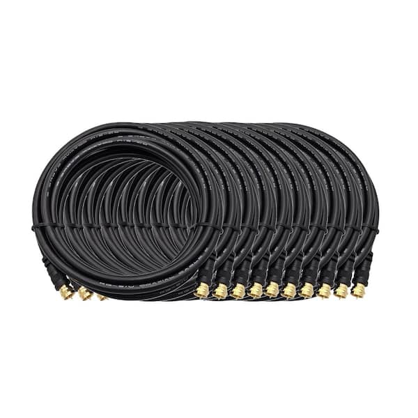 3 ft. (18AWG) RG-6 F-Type Shielded Coaxial Cable-Black 10-Pack