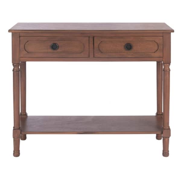 SAFAVIEH Allura 35.5 in. Brown Rectangle Wood Console Table with Drawer