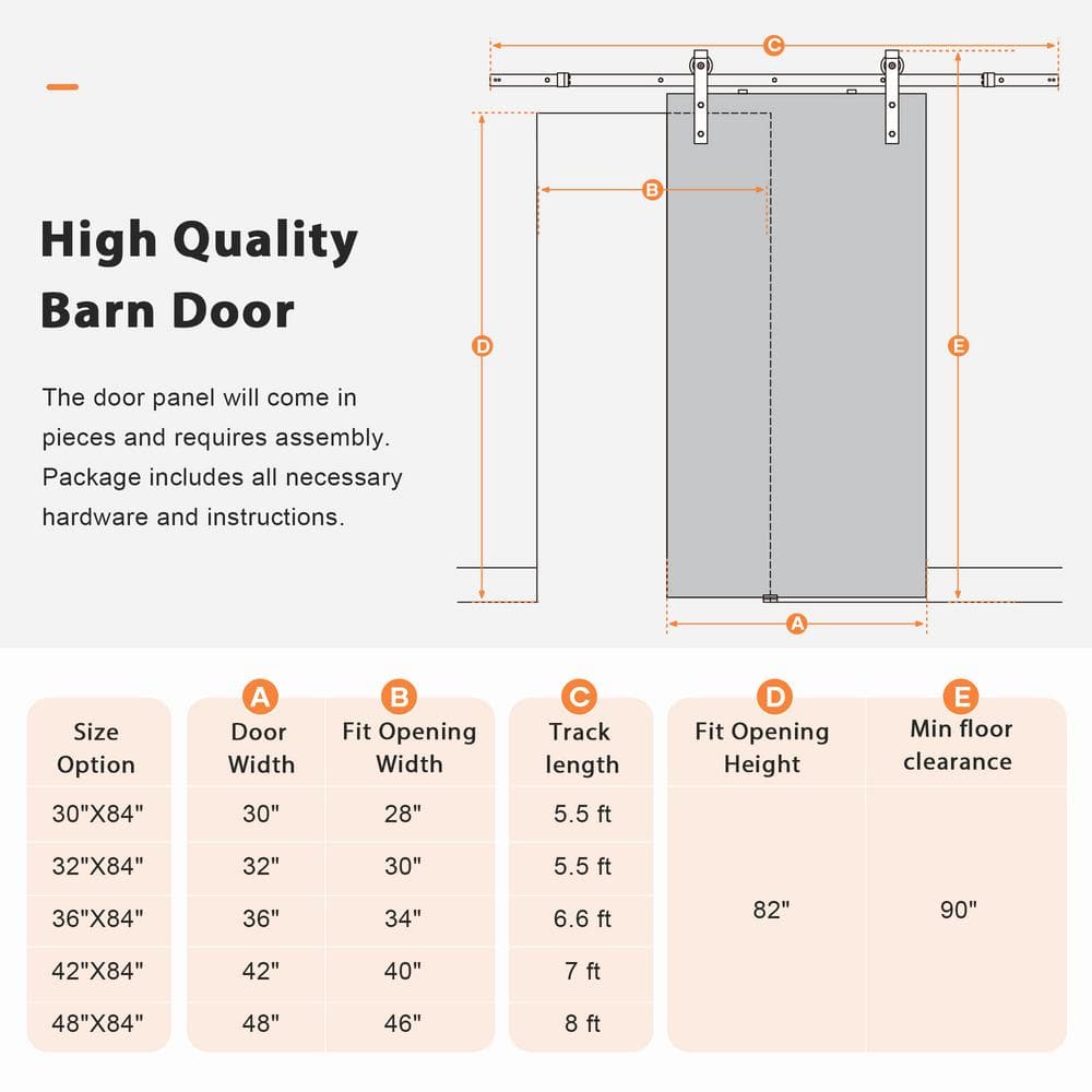 White K-Frame MDF Sliding Barn Door with Hardware Kit