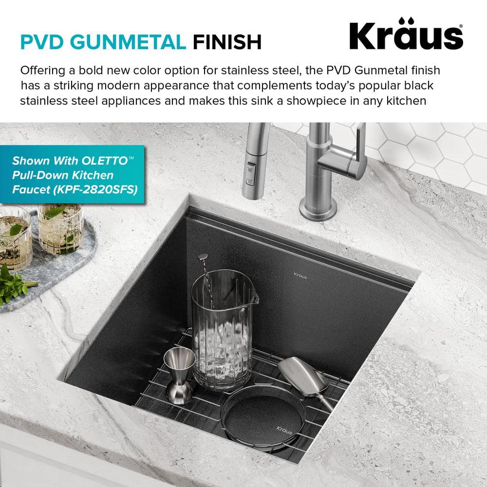 Kore 17" Black Stainless Steel Undermount Workstation Kitchen Sink