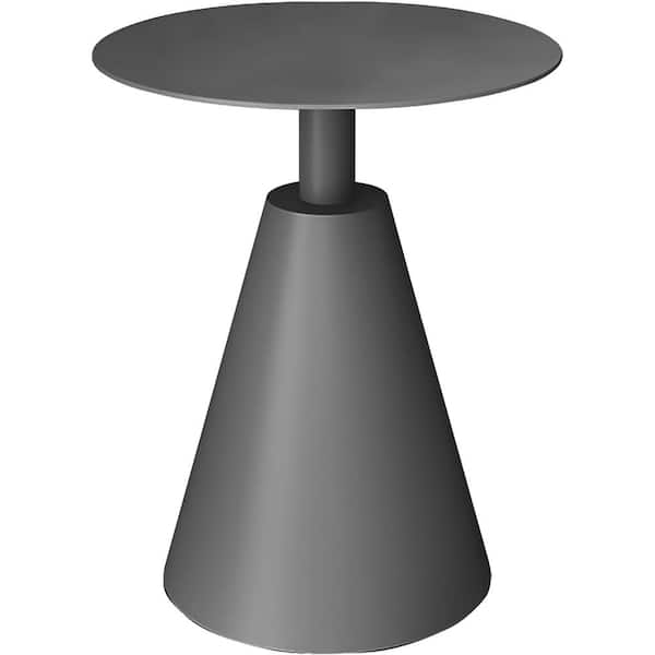 TWT Patio Round Side Table Aluminum Frame in Dark Gray