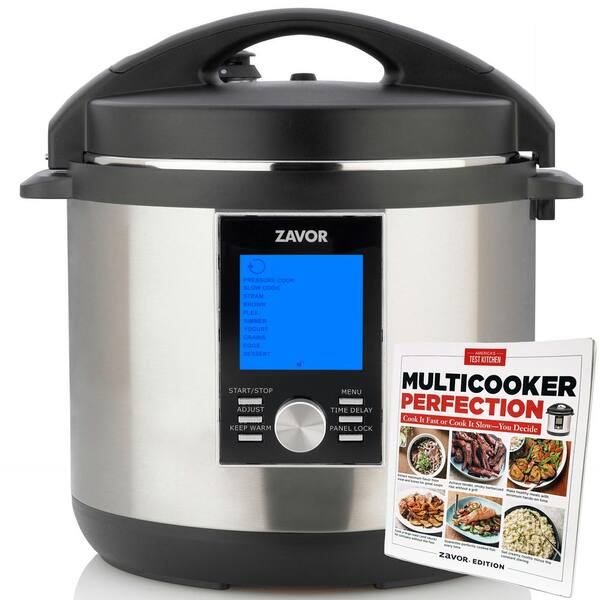 Zavor LUX LCD 8 qt. Stainless Steel Electric Multi-Cooker with America's Test Kitchen Multi-Cooker Perfection Cookbook