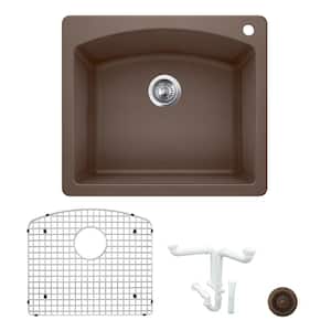 Diamond 25 in. Drop-in/Undermount Single Bowl Cafe Granite Composite Kitchen Sink Kit with Accessories