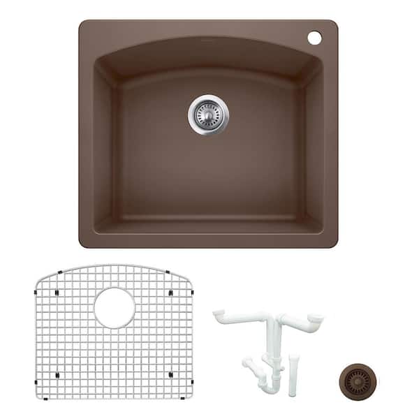 Blanco Diamond 25 in. Drop-in/Undermount Single Bowl Cafe Granite Composite Kitchen Sink Kit with Accessories