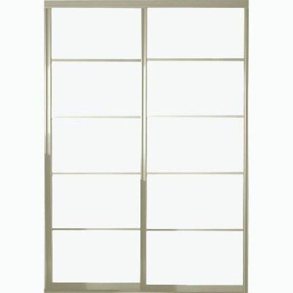 Contractors Wardrobe 72 in. x 96 in. Silhouette 5-Lite Brushed Nickel Aluminum Frame Mystique Glass Interior Sliding Closet Door