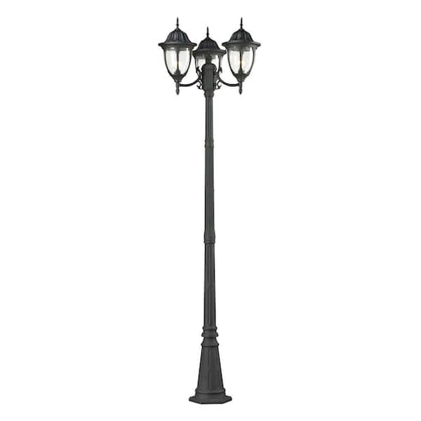 Titan Lighting Central Square 3-Light Charcoal Outdoor Post Lamp