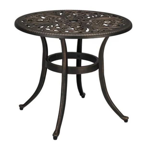 Phoenix Table Cubilan 23. 6inch Phoenix Table Round Garden Cast Aluminum Table Bronze ...