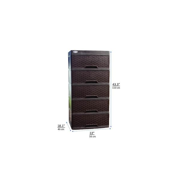 Inval 8-Drawer Storage Cabinet, 34-5/8 x 12-1/2, Clear/Black