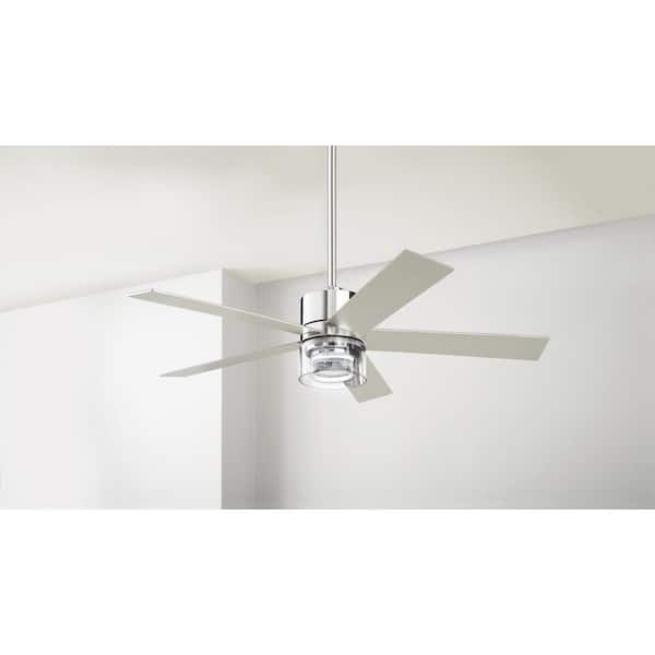 Crysalis 52 in. Indoor Chrome Ceiling Fan with Bubble Glass with Adjustable White Integrated LED with Remote Included