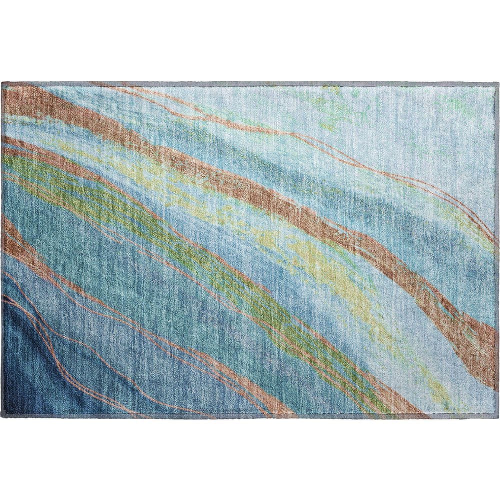 Mayfield Premium Machine Washable Abstract AMF2037 Blue 2 ft. x 3 ft. Accent Rug price history on PriceWatchPro