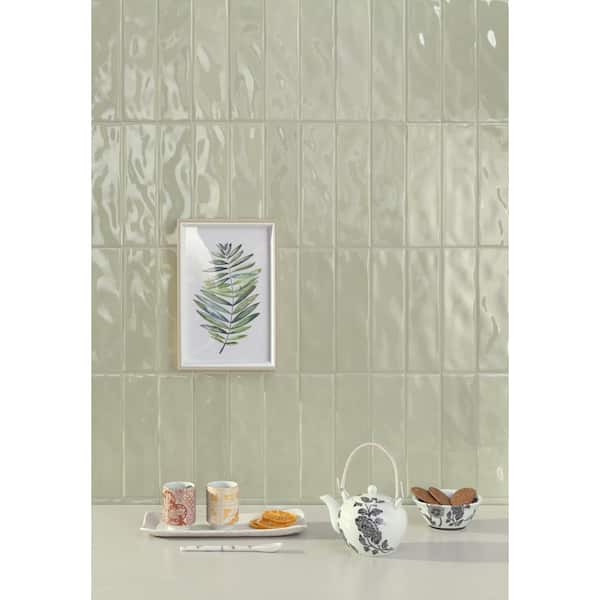Luma Matcha (Green) Glossy 3 in. x 10 in. Ceramic Subway Wall Tile