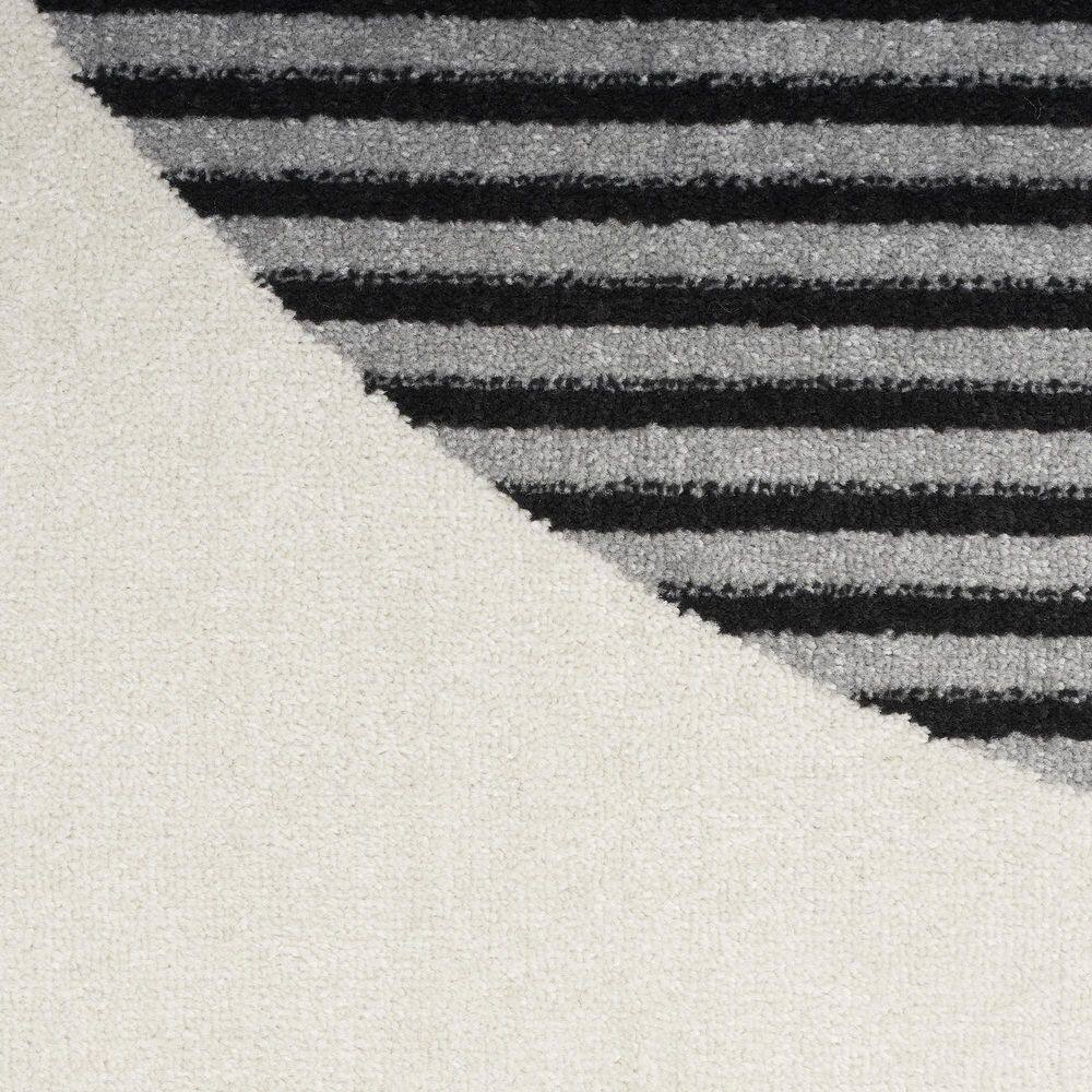 Ivory & Black Geometric 6'x9' Synthetic Easy-Care Rug