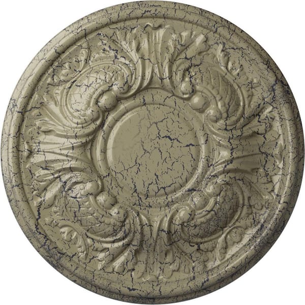 Ekena Millwork 1-1/4 in. x 11-3/4 in. x 11-3/4 in. Polyurethane Wakefield Ceiling Medallion, Castle Stone Crackle