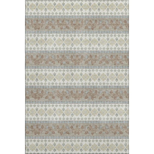Mayfield Premium Machine Washable Abstract AMF2465 Ivory 8 ft. x 10 ft. Area Rug