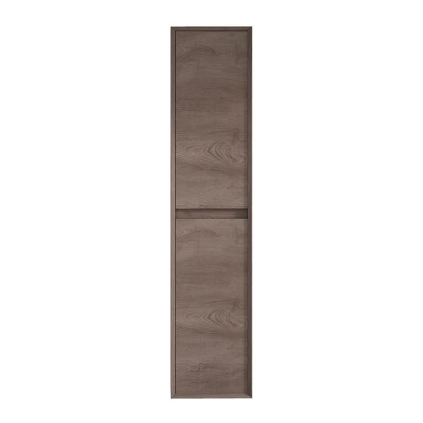Alysa Tall 13.8 in. W x 11.8 in. D x 63 in. H Brown Wall Floating Slim Linen Cabinet in Red Oak