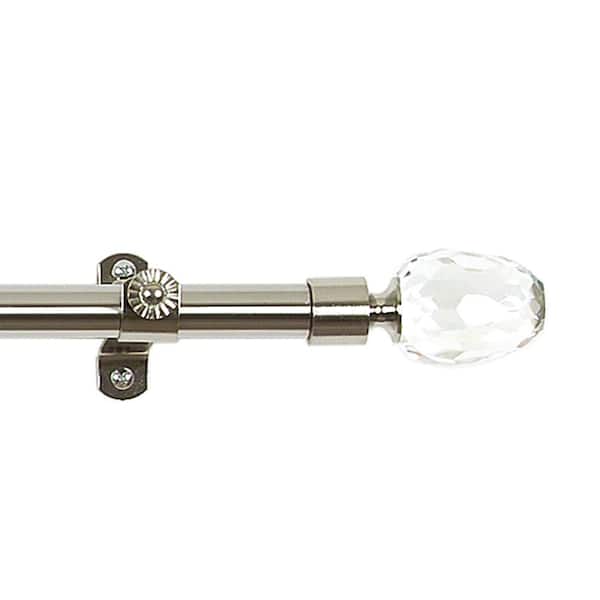 ACHIM Royale Crystal 28 in. - 48 in. Adjustable 3/4 in. Single Curtain Rod in Electro Plated Crystal Finials