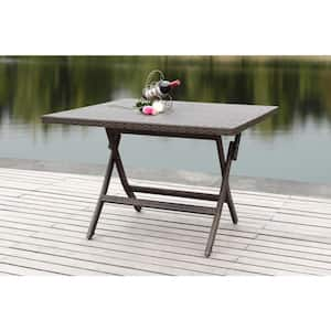 Samana 42.1 in. Brown Rattan Square Folding Patio Dining Table