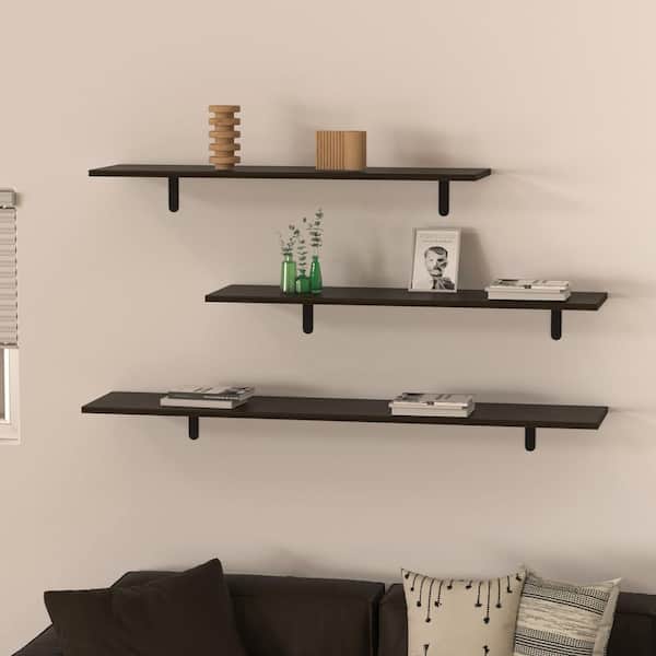 11.8 in. D x 71.7 in. L Wood Shelf Ash Wood Laminated Decorative Wall Shelf
