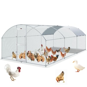 Large Metal Chicken Coop 19.7 ft. x 9.8 ft. x 6.6 ft. Walkin Poultry Cage for Yard with Waterproof Cover Roof