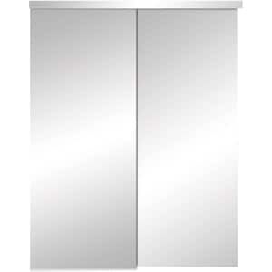 60 in. x 80 in. 325 Series Steel White Frameless Mirror Sliding Door