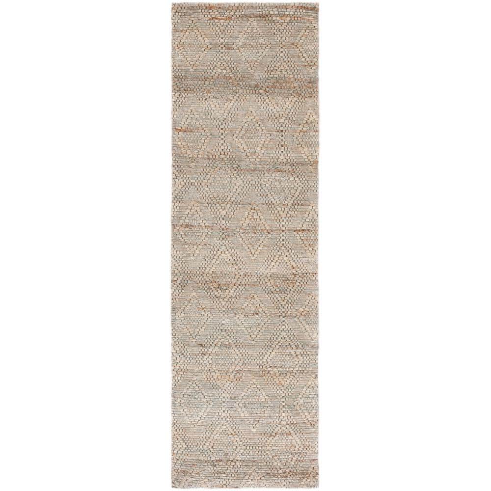 SAFAVIEH Marbella Gray/Sage 2 ft. x 8 ft. Solid Color Diamonds Runner Rug MRB307F28 The Home