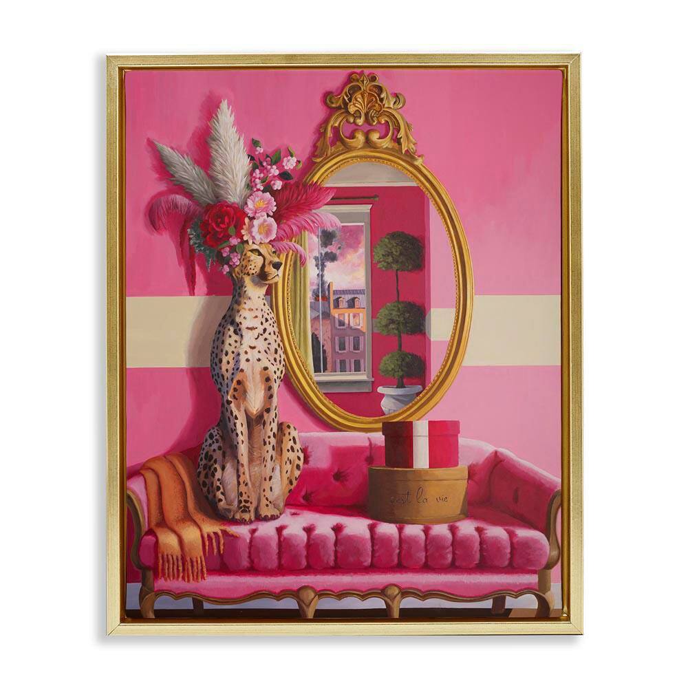 Sophisticated Leopard on Couch by Heather Gauthier Gold Floater Frame Animal Graphic Art Print 31 in. x 25 in. price history on PriceWatchPro
