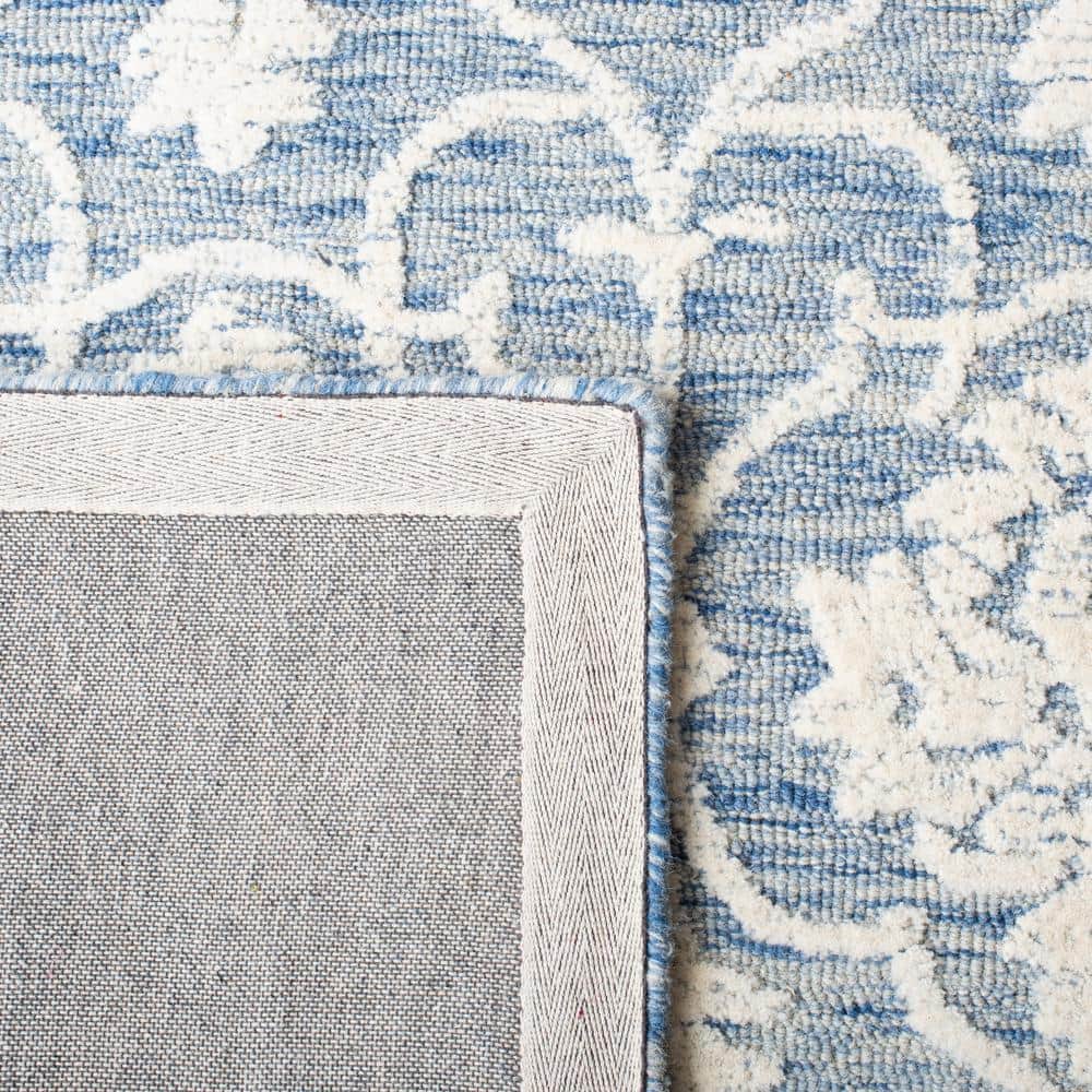 Blue Ivory Floral Hand-Tufted Wool 8' x 10' Area Rug