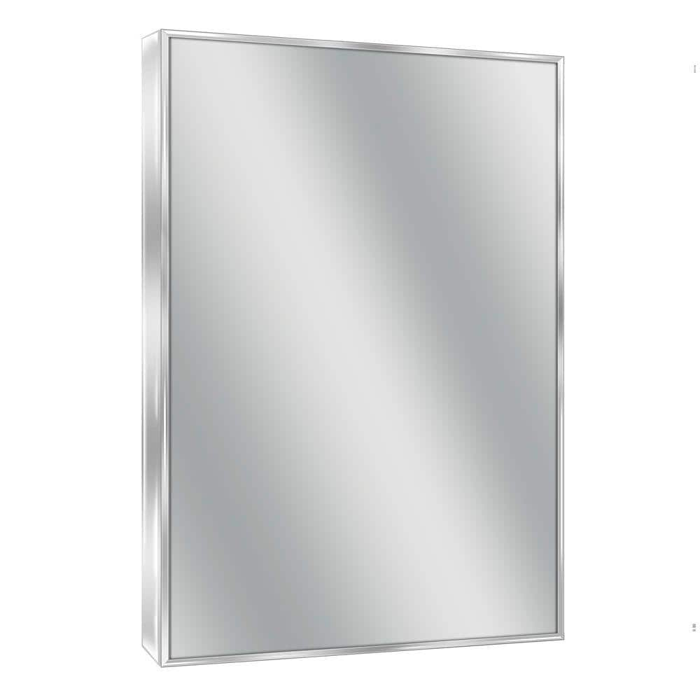 Deco Mirror 24 In W X 30 In H Framed Rectangular Bathroom Vanity Mirror In Bright Chrome 8430 The Home Depot