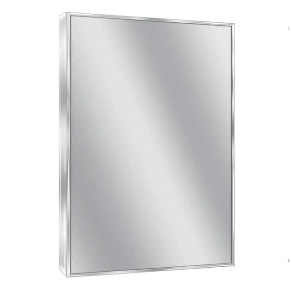 Deco Mirror 24 in. W x 30 in. H Framed Rectangular Bathroom Vanity Mirror in Bright chrome