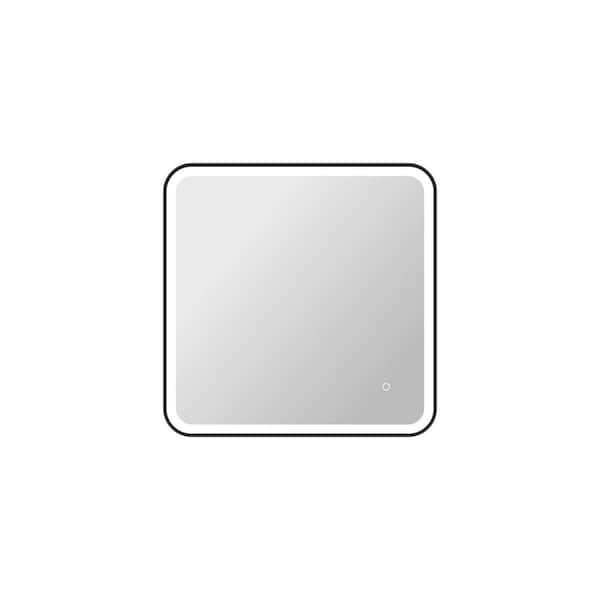 30 in. W x 30 in. H Rectangle Framed LED Wall Mirror in Black