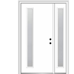 Viola 50 in. x 80 in. Left-Hand Inswing 1-Lite Frosted Glass Primed Fiberglass Prehung Front Door on 4-9/16 in. Frame