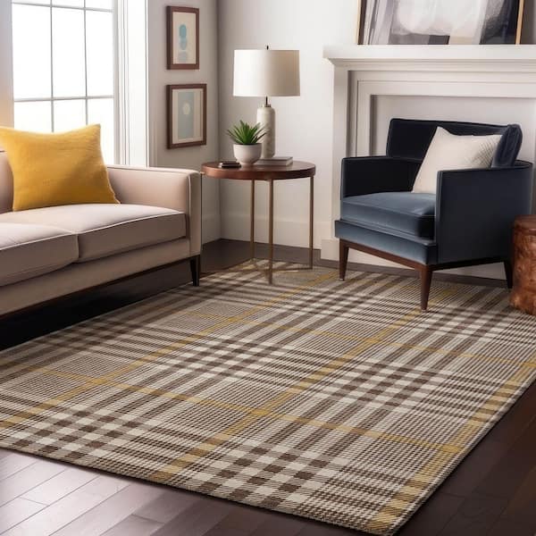 Mayfield Premium Machine Washable Abstract AMF1054 Brown 10 ft. x 14 ft. Area Rug