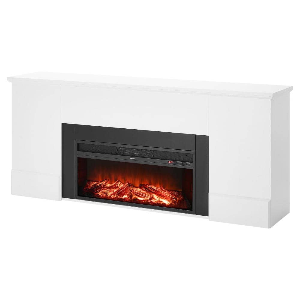 75 in. Freestanding Electric Fireplace Stove, 1500W 5120 BTU Heater Mantel, 3D Flame, Timer, Remote, White price history on PriceWatchPro