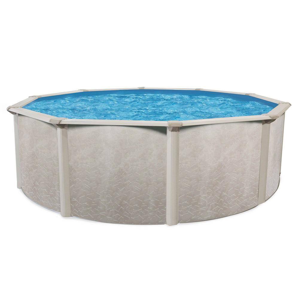 Phoenix 24 ft Round Steel Frame Above Ground Pool with Pump