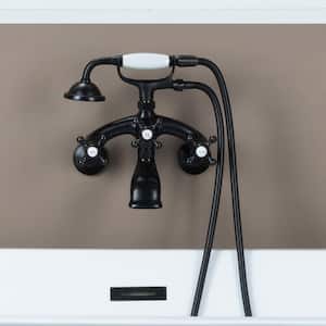 3-Handle Wall-Mount Adjustable Centers Bathtub Faucet with Handshower and Hose in Oil Rubbed Bronze