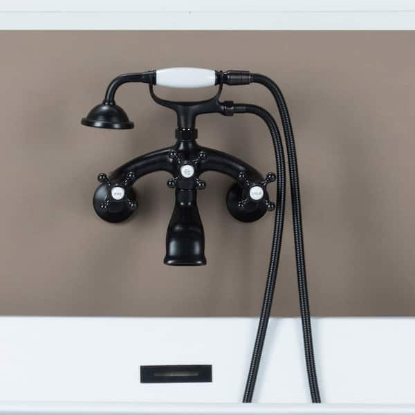 WOODBRIDGE 3-Handle Wall-Mount Adjustable Centers Bathtub Faucet with Handshower and Hose in Oil Rubbed Bronze