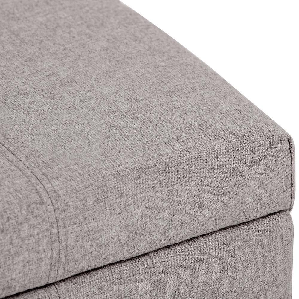 Gray Cloud Tufted Wood Storage Bench Ottoman