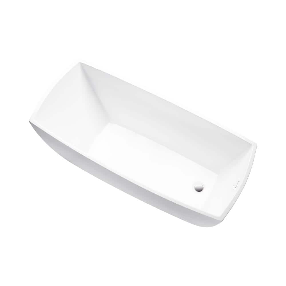 Vanity Art 67" White Acrylic Freestanding Bathtub with Overflow