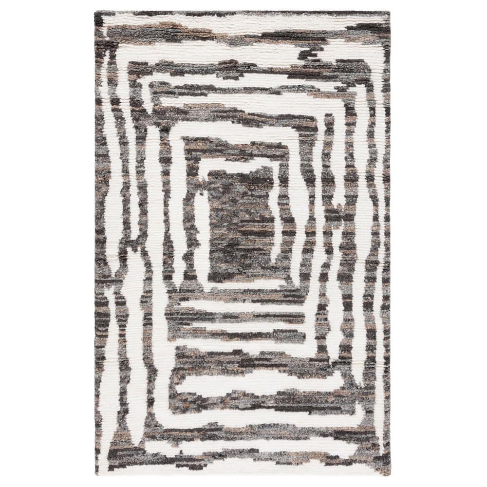 SAFAVIEH Casablanca 5 ft. x 8 ft. Ivory/Charcoal Two-Toned Spiral Area ...